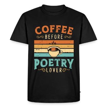 Amateur de poésie Café avant la littérature Amateur de café - T-shirt Premium bio Homme - noir - Devant - Nico (187cm)