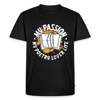 Amoureux de la poésie Ma passion Mon amoureux de la poésie Livresque - T-shirt Premium bio Homme - noir - Devant - Nico (187cm)