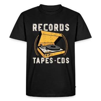 Vinyl Records Tapes - Cds Turntable Music Lover - Men's Premium Organic T-Shirt - black - Front - Nico (187cm)
