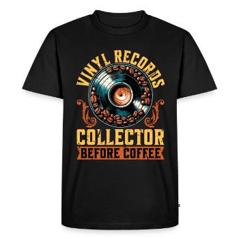 Disques vinyles Musique rétro Amateur de café Collector - T-shirt Premium bio Homme - noir - Devant - Nico (187cm)