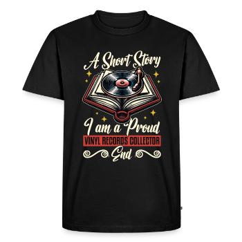 Disques vinyles Une petite histoire Je suis collectionneur de disques - T-shirt Premium bio Homme - noir - Devant - Nico (187cm)