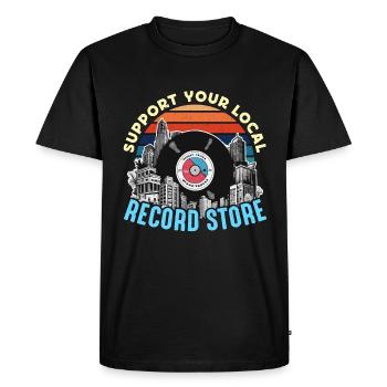 Vinyl Records Support Your Local Record Collector - Men's Premium Organic T-Shirt - black - Front - Nico (187cm)