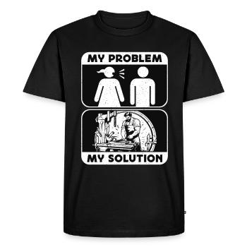 Bladesmith Mon problème Ma solution Pictogramme Papa - T-shirt Premium bio Homme - noir - Devant - Nico (187cm)