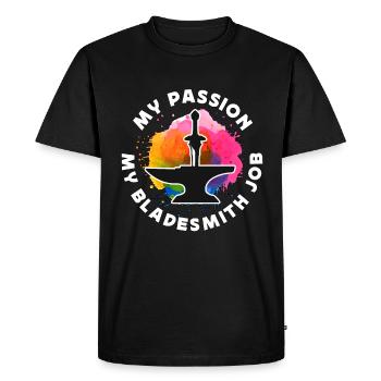 Bladesmith Ma passion Mon forgeron de lames Blade Crafter - T-shirt Premium bio Homme - noir - Devant - Nico (187cm)