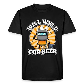 Will weld for beer - Men's Premium Organic T-Shirt - black - Front - Nico (187cm)