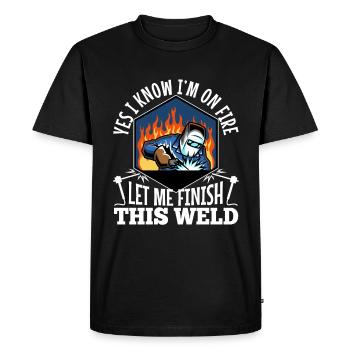 Yes i know im on fire welding - Men's Premium Organic T-Shirt - black - Front - Nico (187cm)