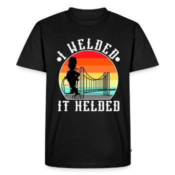 I welded it helded - Men's Premium Organic T-Shirt - black - Front - Nico (187cm)