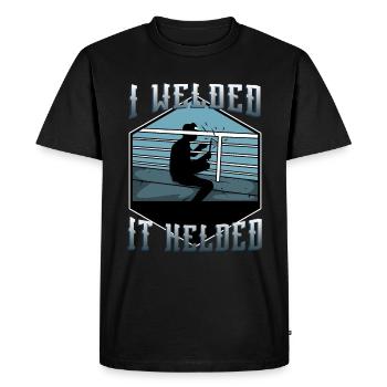 I welded it helded - Men's Premium Organic T-Shirt - black - Front - Nico (187cm)