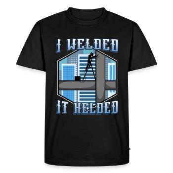I welded it helded - Men's Premium Organic T-Shirt - black - Front - Nico (187cm)