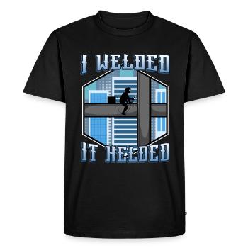 I welded it helded - Men's Premium Organic T-Shirt - black - Front - Nico (187cm)