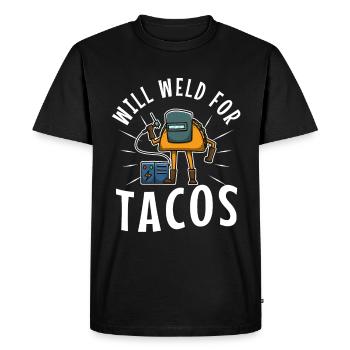 Will Weld For Tacos - Men's Premium Organic T-Shirt - black - Front - Nico (187cm)