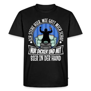 Je me tiens ici comme Dieu m’a créé. Seulement plus épais - T-shirt Premium bio Homme - noir - Devant - Nico (187cm)
