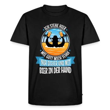 Je suis ici comme Dieu m’a créé. Seulement plus épais - T-shirt Premium bio Homme - noir - Devant - Nico (187cm)