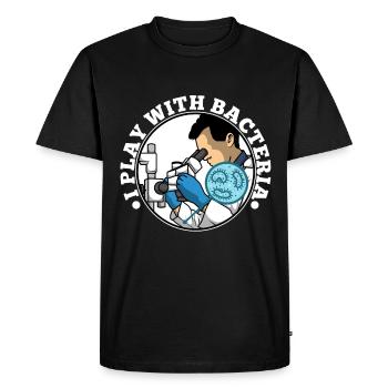 Je joue avec les bactéries - T-shirt Premium bio Homme - noir - Devant - Nico (187cm)