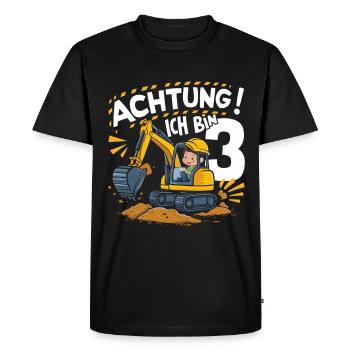 3ème anniversaire garçon 3 ans chantier de construction d’excavatrice - T-shirt Premium bio Homme - noir - Devant - Nico (187cm)