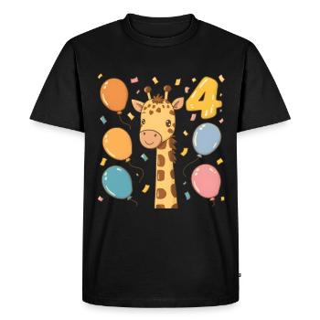 Fête d’anniversaire des enfants girafe du 4e anniversaire - T-shirt Premium bio Homme - noir - Devant - Nico (187cm)