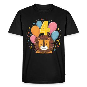 4ème anniversaire Leo Fête d’anniversaire des enfants - T-shirt Premium bio Homme - noir - Devant - Nico (187cm)
