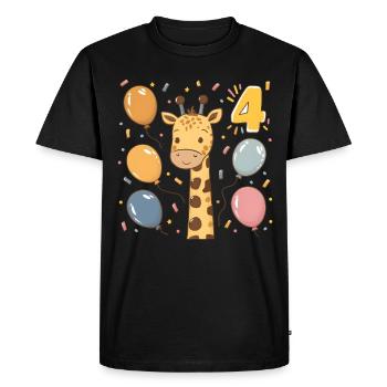 Fête d’anniversaire des enfants girafe du 4e anniversaire - T-shirt Premium bio Homme - noir - Devant - Nico (187cm)