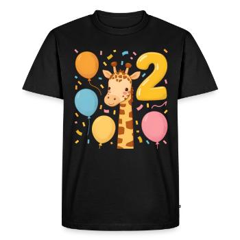 Fête d’anniversaire des enfants girafe 2e anniversaire - T-shirt Premium bio Homme - noir - Devant - Nico (187cm)