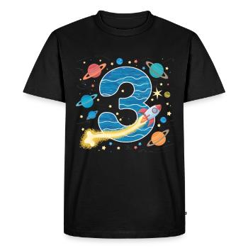 3ème anniversaire garçons 3 ans planète anniversaire - T-shirt Premium bio Homme - noir - Devant - Nico (187cm)