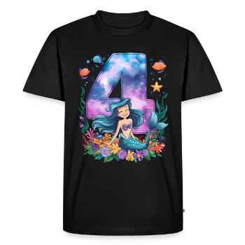 4ème anniversaire fille 4 ans sirène fête - T-shirt Premium bio Homme - noir - Devant - Nico (187cm)