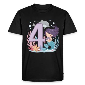 4ème anniversaire fille 4 ans sirène fête - T-shirt Premium bio Homme - noir - Devant - Nico (187cm)