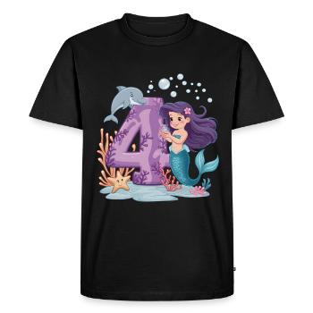 4ème anniversaire fille 4 ans sirène fête - T-shirt Premium bio Homme - noir - Devant - Nico (187cm)