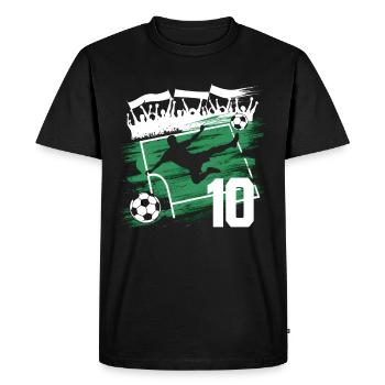 10e anniversaire 10 ans de football Joueur de football - T-shirt Premium bio Homme - noir - Devant - Nico (187cm)