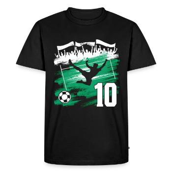10e anniversaire 10 ans de football Joueur de football - T-shirt Premium bio Homme - noir - Devant - Nico (187cm)