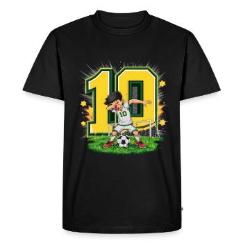 10e anniversaire 10 ans de football Joueur de football - T-shirt Premium bio Homme - noir - Devant - Nico (187cm)