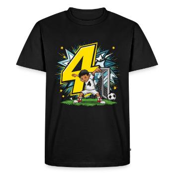 4ème anniversaire 4 ans de football Joueur de football - T-shirt Premium bio Homme - noir - Devant - Nico (187cm)