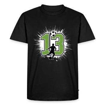 13e anniversaire 13 ans de football Joueur de football - T-shirt Premium bio Homme - noir - Devant - Nico (187cm)