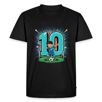 10e anniversaire 10 ans de football Joueur de football - T-shirt Premium bio Homme - noir - Devant - Nico (187cm)