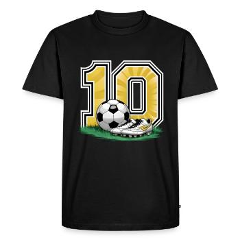 10e anniversaire 10 ans de football Joueur de football - T-shirt Premium bio Homme - noir - Devant - Nico (187cm)