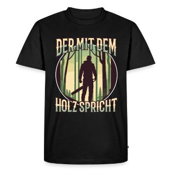 Qui parle au bois - T-shirt Premium bio Homme - noir - Devant - Nico (187cm)