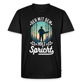 Qui parle au bois - T-shirt Premium bio Homme - noir - Devant - Nico (187cm)