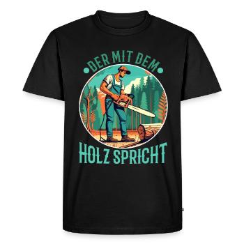 Qui parle au bois - T-shirt Premium bio Homme - noir - Devant - Nico (187cm)