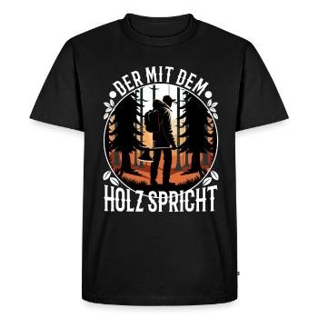 Qui parle au bois - T-shirt Premium bio Homme - noir - Devant - Nico (187cm)