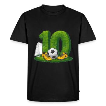 10e anniversaire 10 ans de football Joueur de football - T-shirt Premium bio Homme - noir - Devant - Nico (187cm)