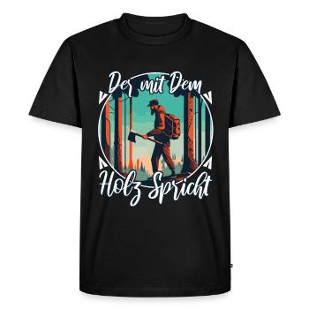 Qui parle au bois - T-shirt Premium bio Homme - noir - Devant - Nico (187cm)