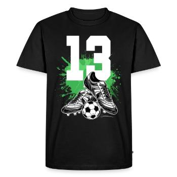 13e anniversaire 13 ans de football Joueur de football - T-shirt Premium bio Homme - noir - Devant - Nico (187cm)