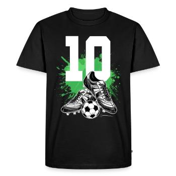 10e anniversaire 10 ans de football Joueur de football - T-shirt Premium bio Homme - noir - Devant - Nico (187cm)