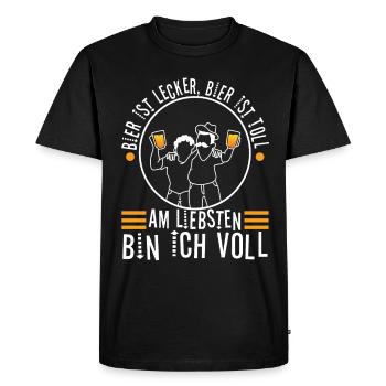 La bière est délicieuse, la bière est excellente, de préférence - T-shirt Premium bio Homme - noir - Devant - Nico (187cm)