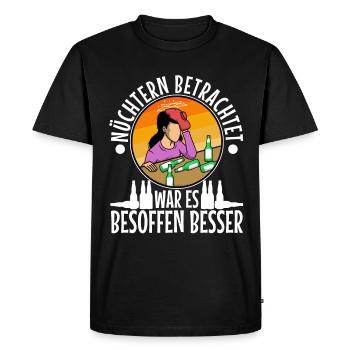 Mûrement réfléchi, il valait mieux l’ivre - T-shirt Premium bio Homme - noir - Devant - Nico (187cm)
