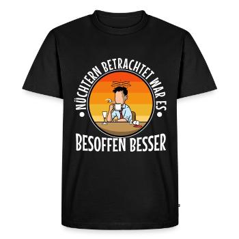 Mûrement réfléchi, il valait mieux l’ivre - T-shirt Premium bio Homme - noir - Devant - Nico (187cm)