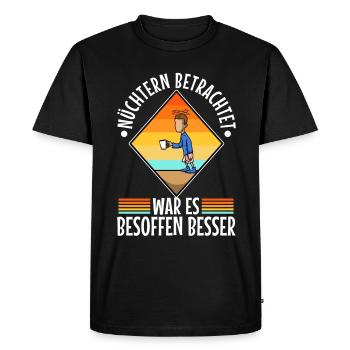 Mûrement réfléchi, il valait mieux l’ivre - T-shirt Premium bio Homme - noir - Devant - Nico (187cm)