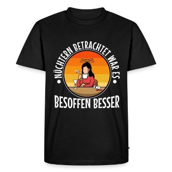 Mûrement réfléchi, il valait mieux l’ivre - T-shirt Premium bio Homme - noir - Devant - Nico (187cm)