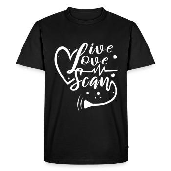Live Love Scan - Men's Premium Organic T-Shirt - black - Front - Nico (187cm)
