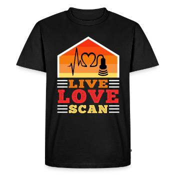 Live Love Scan - Men's Premium Organic T-Shirt - black - Front - Nico (187cm)