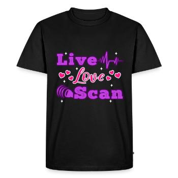 Live Love Scan - Men's Premium Organic T-Shirt - black - Front - Nico (187cm)